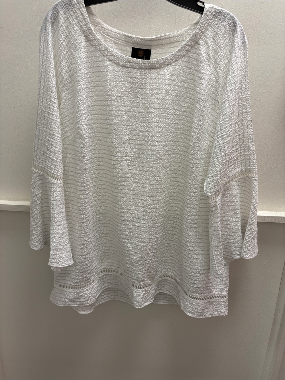 JM Collection White Textured Knit Pullover Tunic
